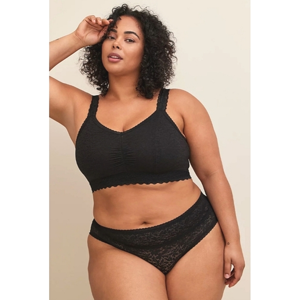 Torrid Soft Lace Hipster Panty 4 Way Stretch Mid-rise Black Plus Size 2X
